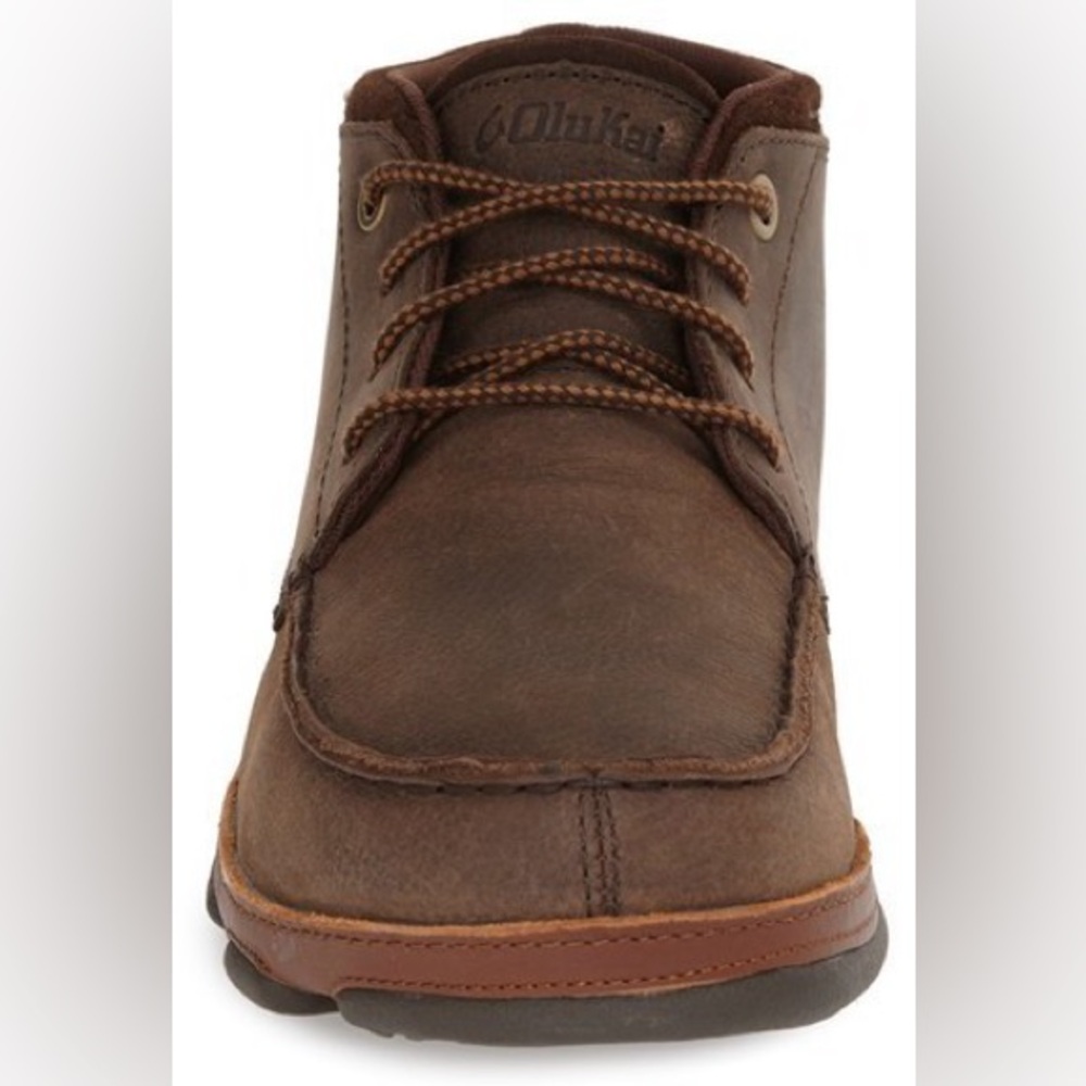 Olukai Hamakua Boots Mens 9 Brown Leather Lace Up Ankle Comfort Shoes - Picture 2 of 10